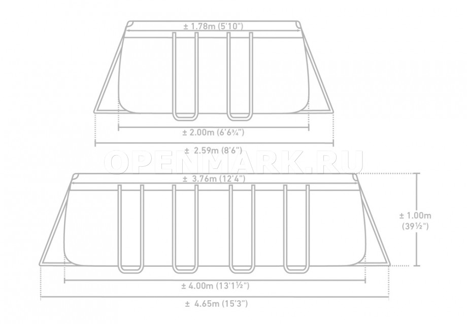   Intex 26788WP Rectangular Prism Frame Pool (400  200  100 ) + 