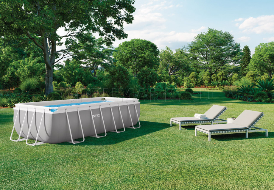   Intex 26788WP Rectangular Prism Frame Pool (400  200  100 ) + 