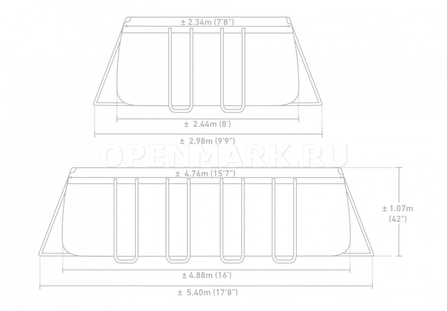   Intex 26792WP Rectangular Prism Frame Pool (488  244  107 ) + 