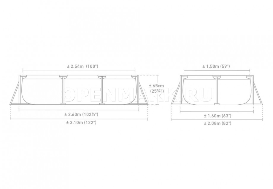 Каркасный бассейн Intex 28271NP Rectangular Frame Pool (260 х 160 х 65 см)