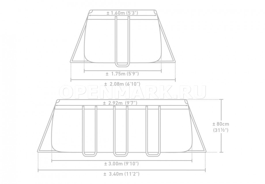   Intex 26784WPA Rectangular Prism Frame Pool (300  175  80 )