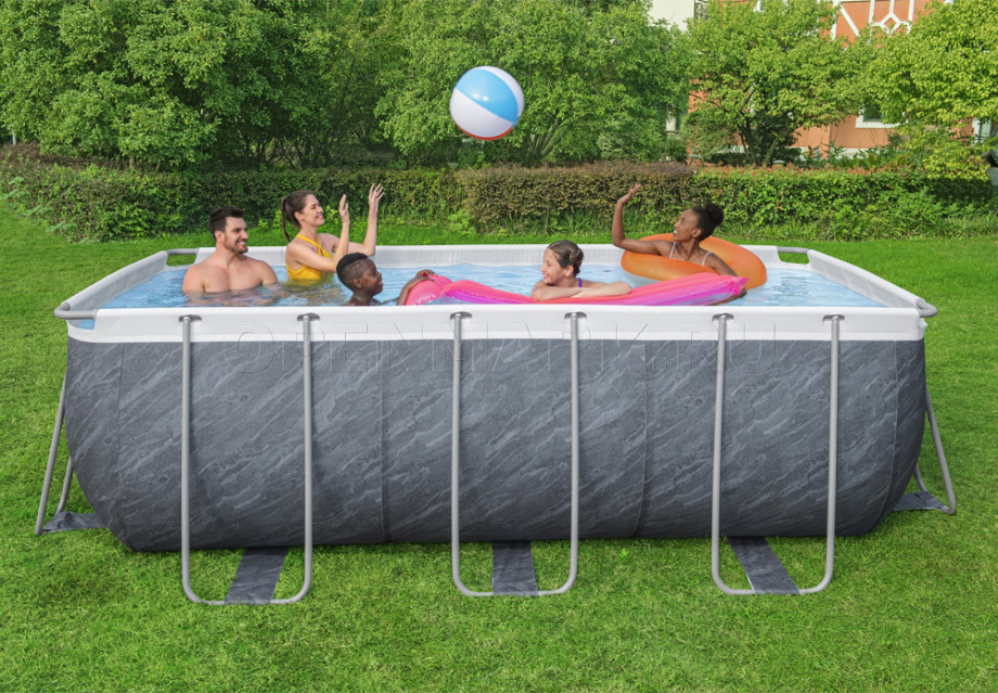   Bestway 56722 Power Steel Rectangular Frame Pool (412  201  122 ) +    + 