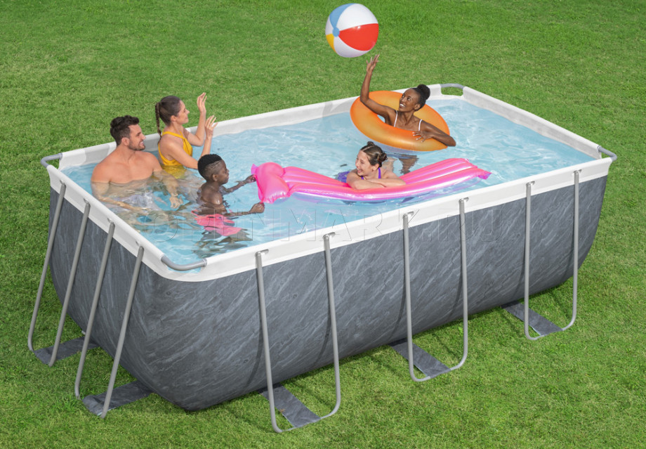   Bestway 56722 Power Steel Rectangular Frame Pool (412  201  122 ) +    + 