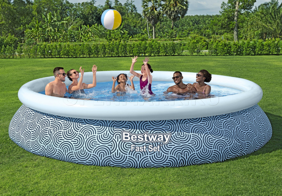   Bestway 57313 Fast Set Pool (457  84 ) +   