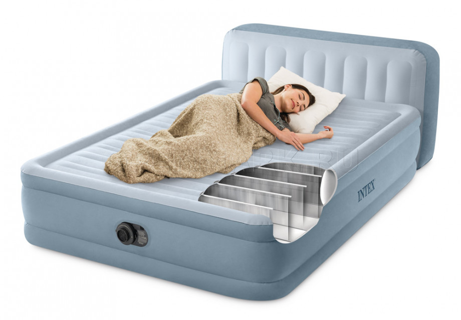    Intex 64450ND Plush Headboard Airbed +  